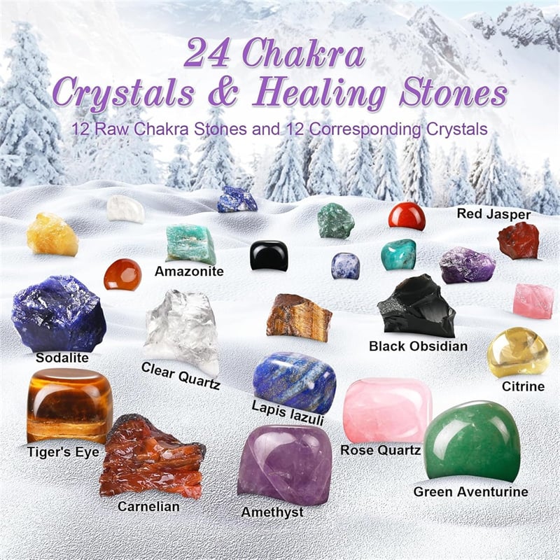 🎁Christmas Sale🎅🎄24 Pcs Christmas Calendar Crystals - Natural Stone Crystal Journey