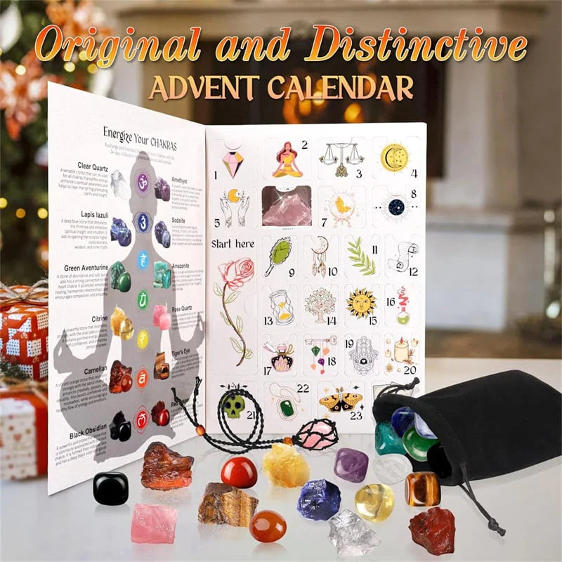 🎁Christmas Sale🎅🎄24 Pcs Christmas Calendar Crystals - Natural Stone Crystal Journey