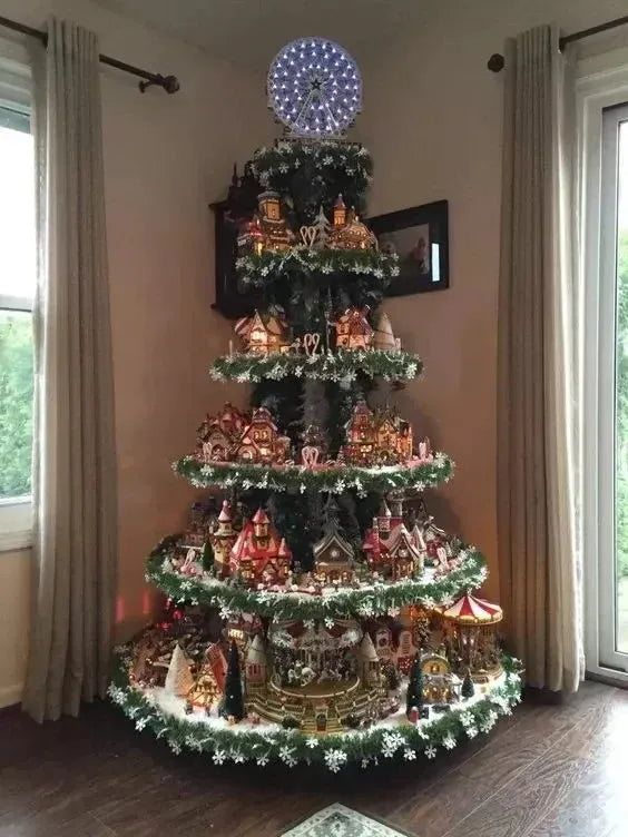 🎅Ferris Wheel Christmas Tree 🎄(With A Train, A Ferris Wheel, A Brightly Lit House And A Santa)