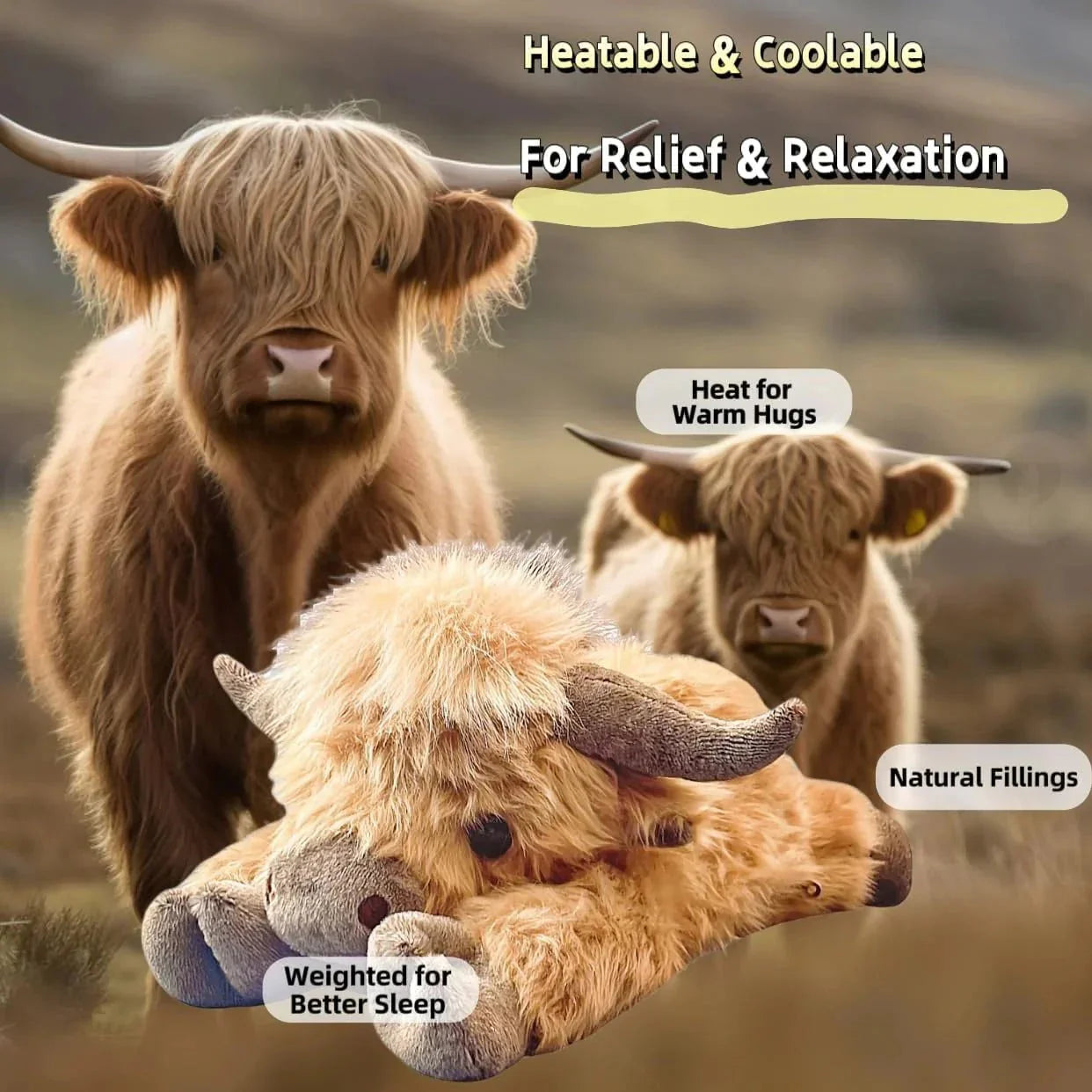 🔥Hot Sale Christmas New Gift 🎁Cute Cartoon Highland Cow Stuffed Toy🐂