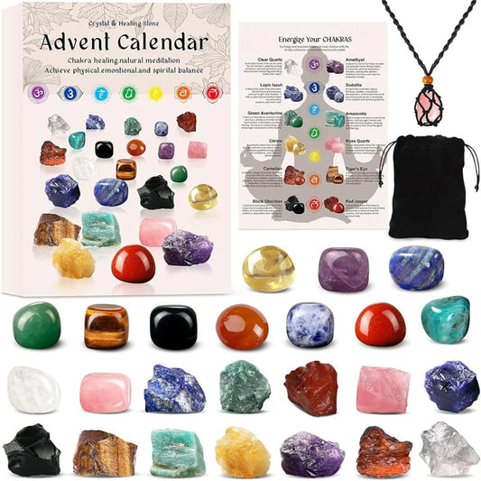 🎁Christmas Sale🎅🎄24 Pcs Christmas Calendar Crystals - Natural Stone Crystal Journey