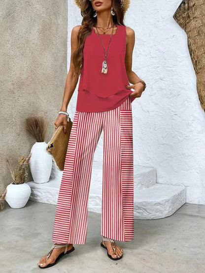 🌴Sleeveless Double Vest Pants Set👒