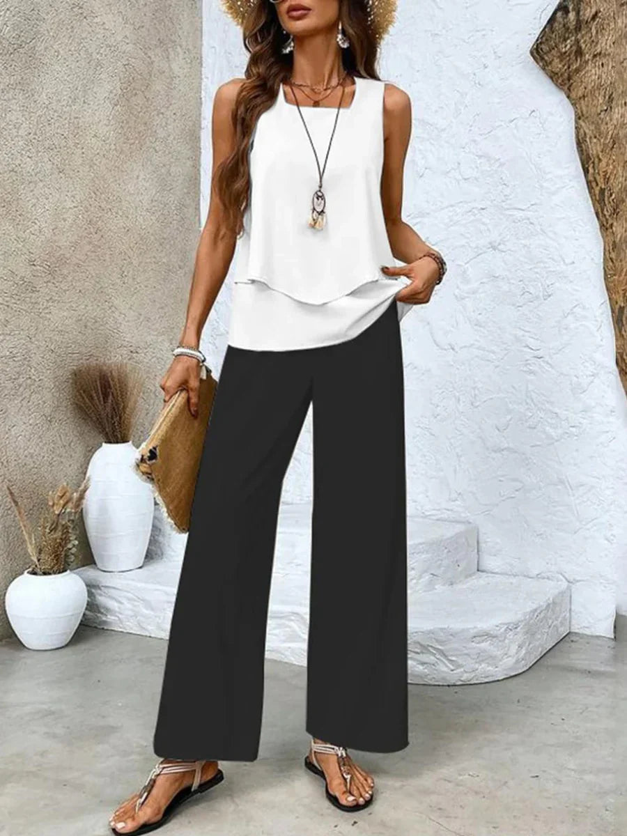 🌴Sleeveless Double Vest Pants Set👒
