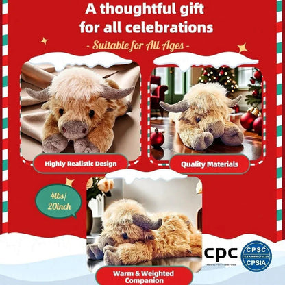 🔥Hot Sale Christmas New Gift 🎁Cute Cartoon Highland Cow Stuffed Toy🐂