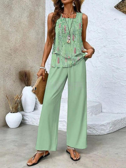🌴Sleeveless Double Vest Pants Set👒